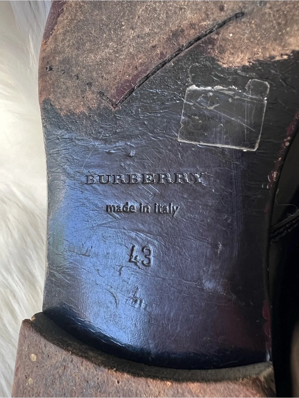 Burberry Leather Ankle Boots Sz 43 US 9.5 Patent Black Leather Lace Up